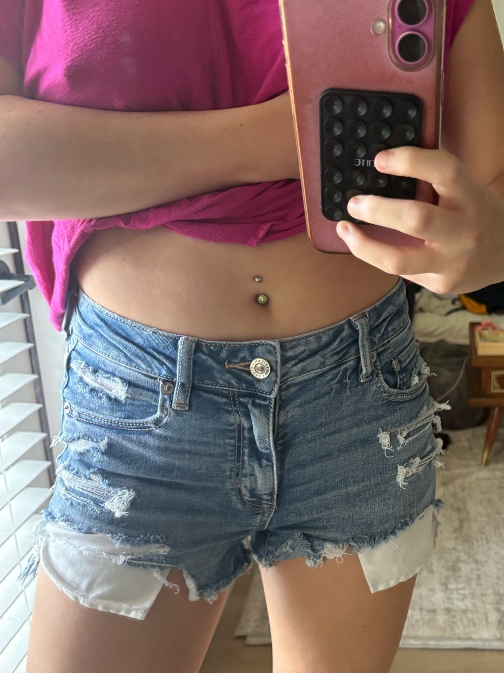 American Eagle Outfitters Distressed Blue Denim Cutoff Shorts